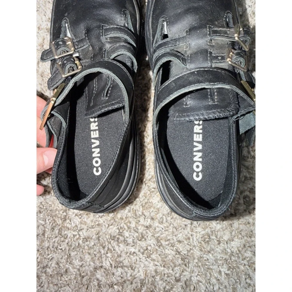 Converse Mary Jane Platform Black Lugged Heel Platform Buckle Shoes Womens 7.5